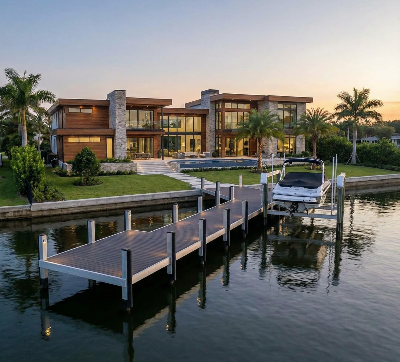 Custom dock design on residential property